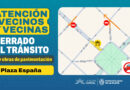 Cortes de tránsito en el perímetro de Plaza España por obras de pavimentación
